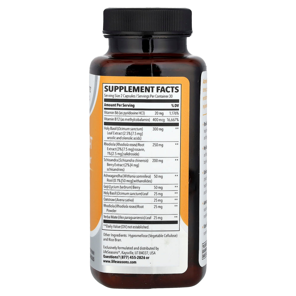 Adrenal-T ingredienser & etikett detalj