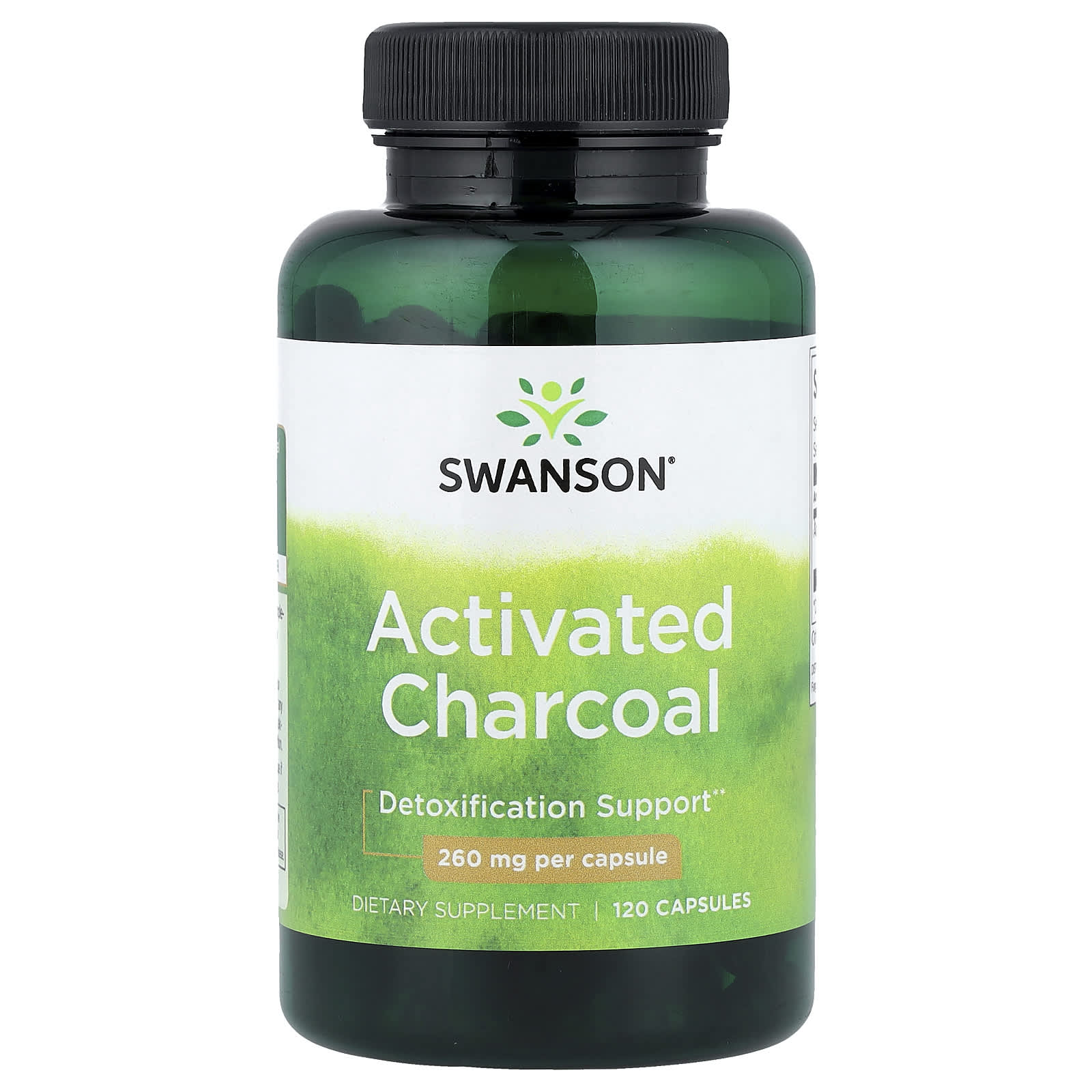 Swanson Activated Charcoal 120 kapslar framsida