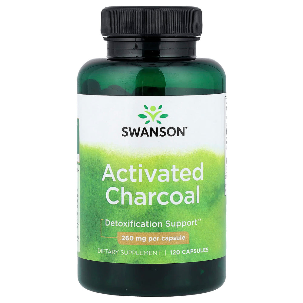 Swanson Activated Charcoal 120 kapslar framsida