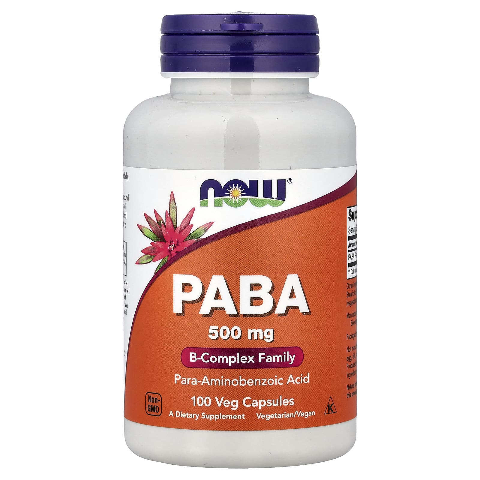 PABA 500 mg baksida med näringsfakta