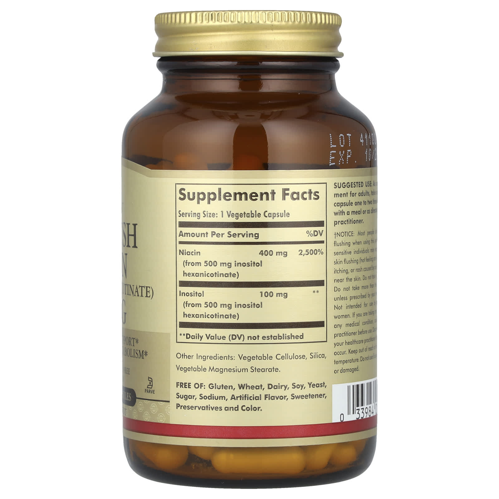 Solgar - Ei-punottava Niasiini - 100 Vcaps