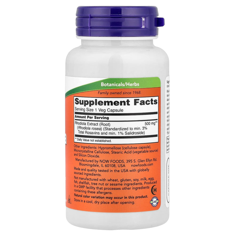 Now Foods Rhodiola förpackning öppen