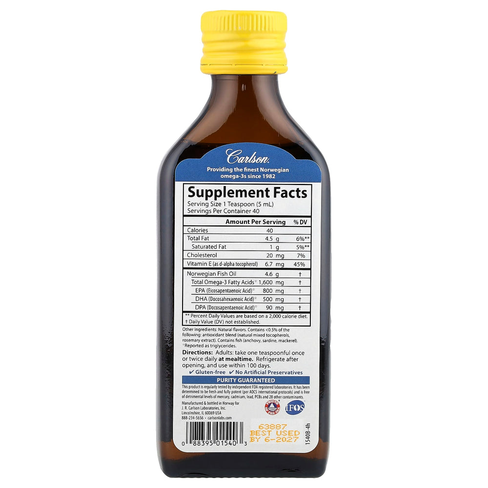 Carlson Labs The Very Finest Fish Oil Natural ingredienser