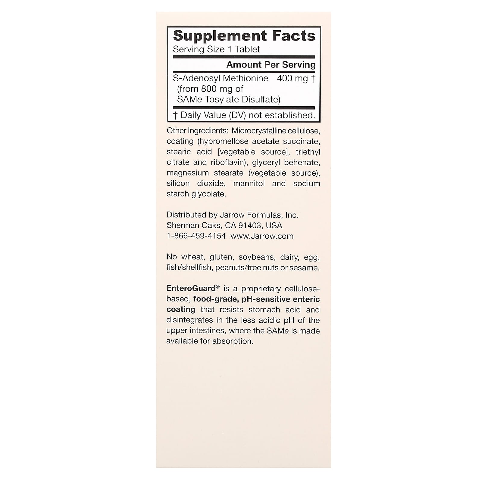 Jarrow Formulas - Natural SAMe Full Potency 400
