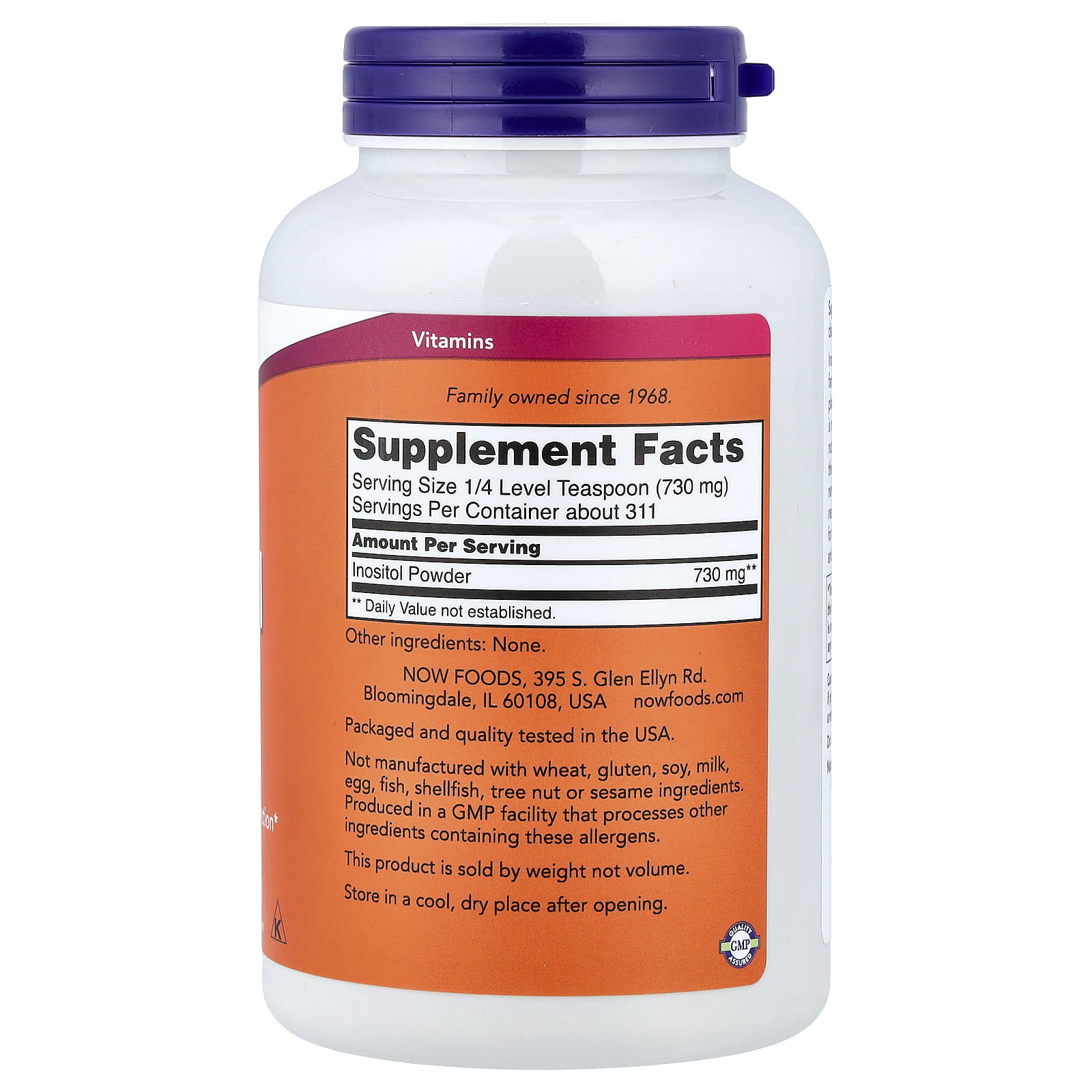 Now Foods Inositol Powder ingredienser lista