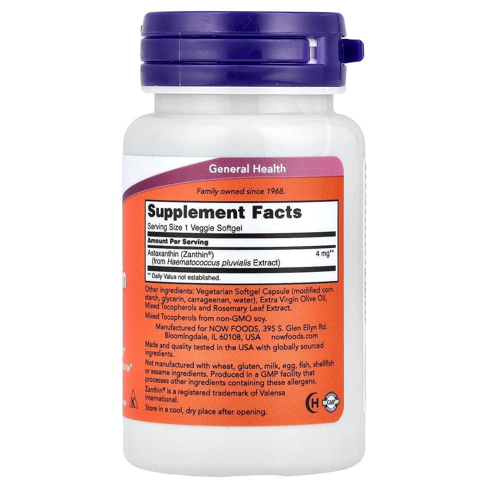 NOW Foods Astaxanthin ingredienser lista