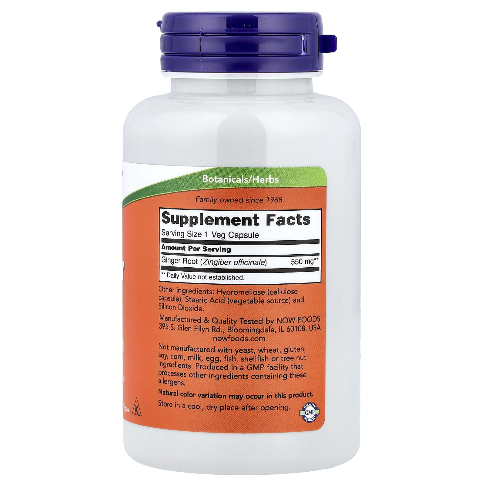 Ginger Root 550mg ingredienser lista