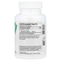 Lysine – 500 mg baksida med näringsinformation