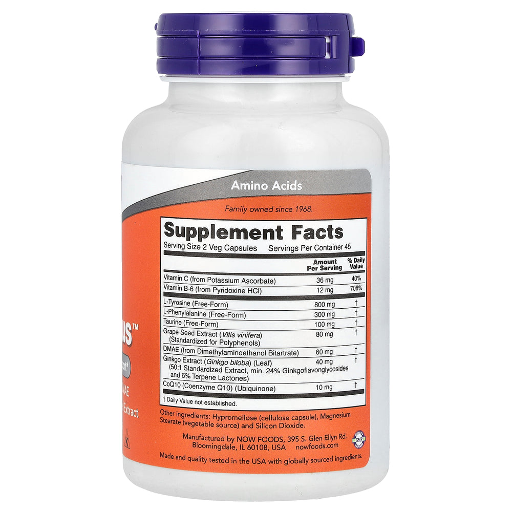 NOW Foods True Focus baksida näringsfakta