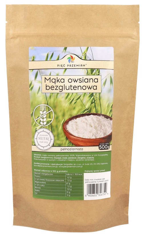 Pięć Przemian glutenfri havregryn baksida näringsfakta