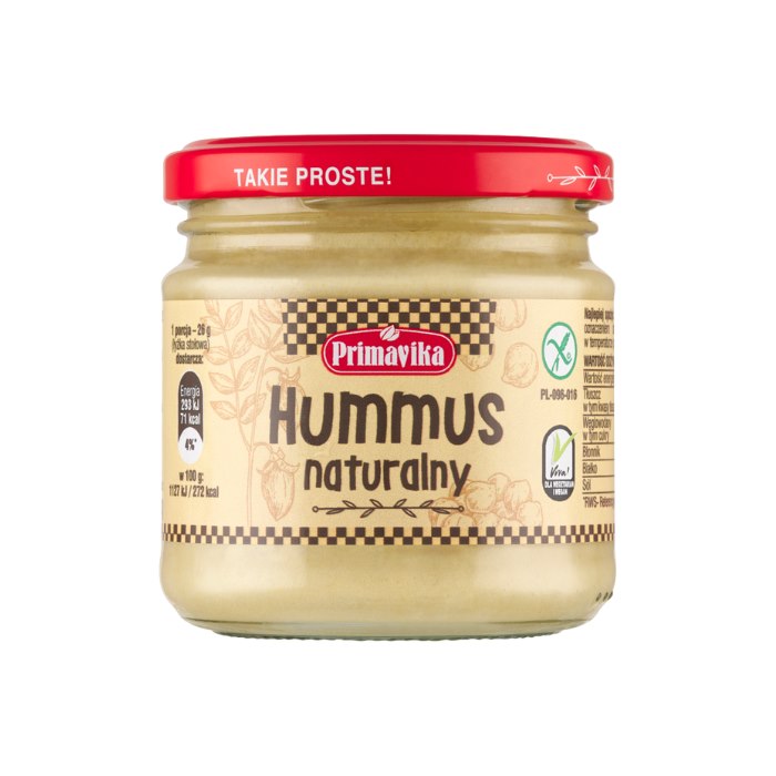Primavika Hummus 160g baksida näringsinformation