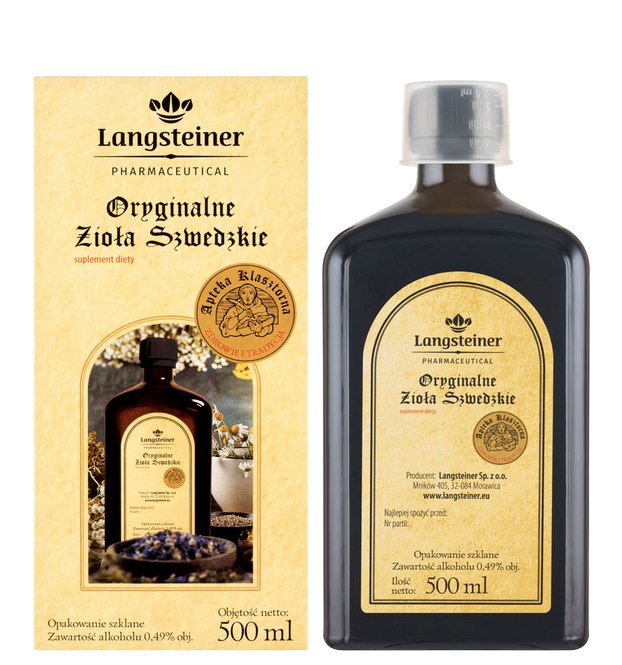 Langsteiner Original Swedish Herbs flaska öppen