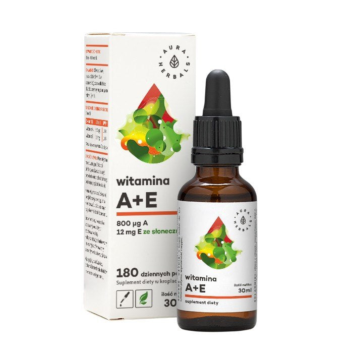 Aura Herbals Vitamin A + E 30ml baksida etikett