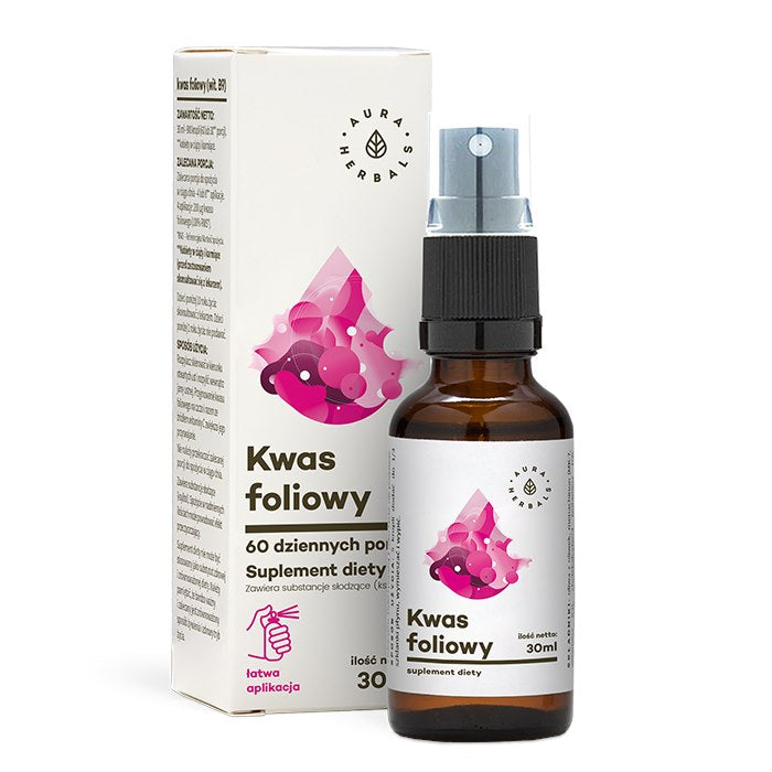 Folsyra Spray 200 µg baksida med ingredienser