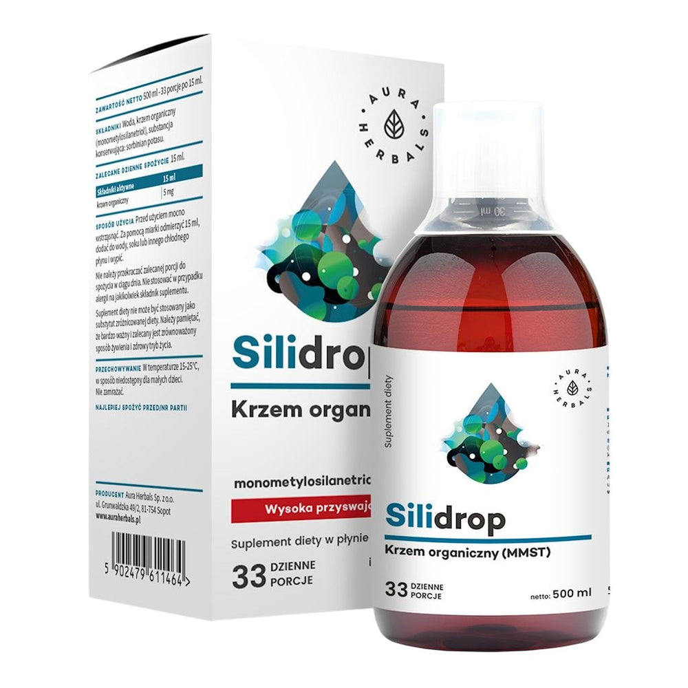 Aura Herbals Silidrop Organic Silicon 500ml framsida