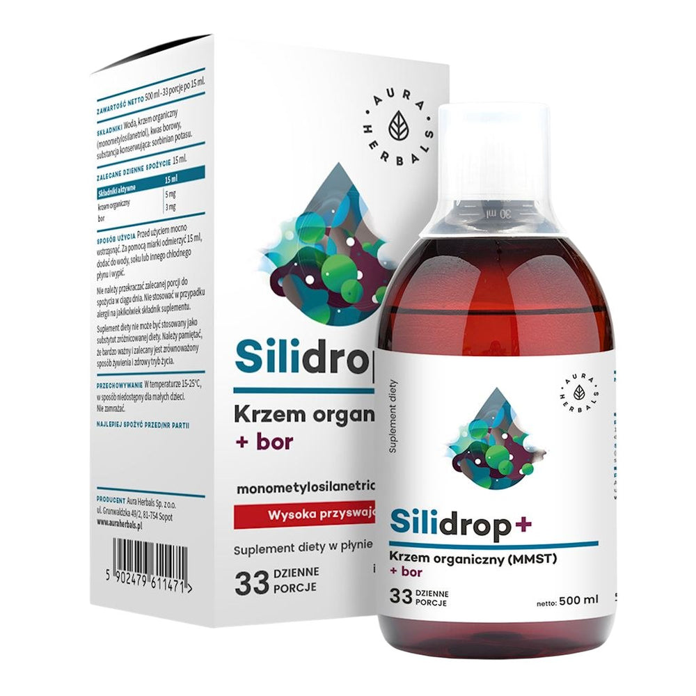 Aura Herbals Silidrop+ Organic Silicon baksida näringsfakta