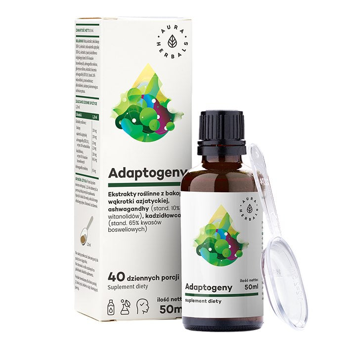 Aura Herbals Adaptogens 50ml baksida med information