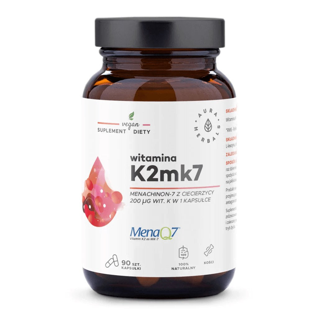 Aura Herbals - Witamina K2Mk7 (Vitamin K2 Mk7) - 90 Caps (Kapsułki)
