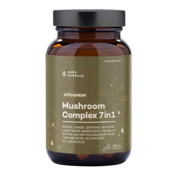 Aura Herbals Mushroom Complex 7In1 baksida näringsinformation