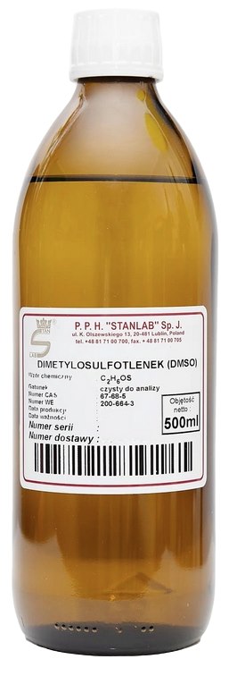 Stanlab DMSO 500ml baksida med näringsinformation