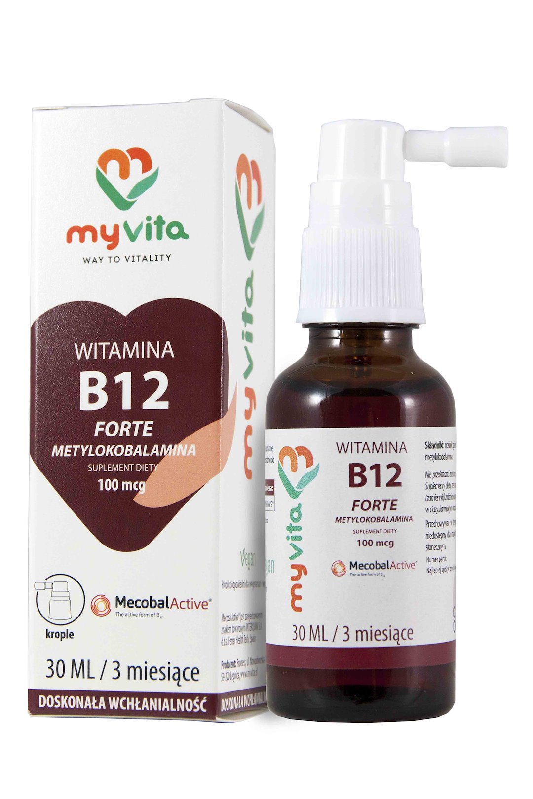 Myvita Vitamin B12 Forte Methylcobalamin framsida