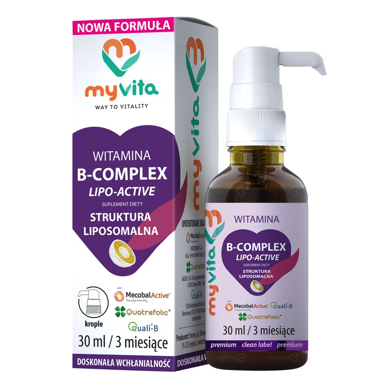 MyVita Vitamin B-Complex Lipo-Active baksida näringsfakta