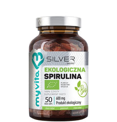 Myvita Organic Spirulina 600mg baksida med näringsinformation