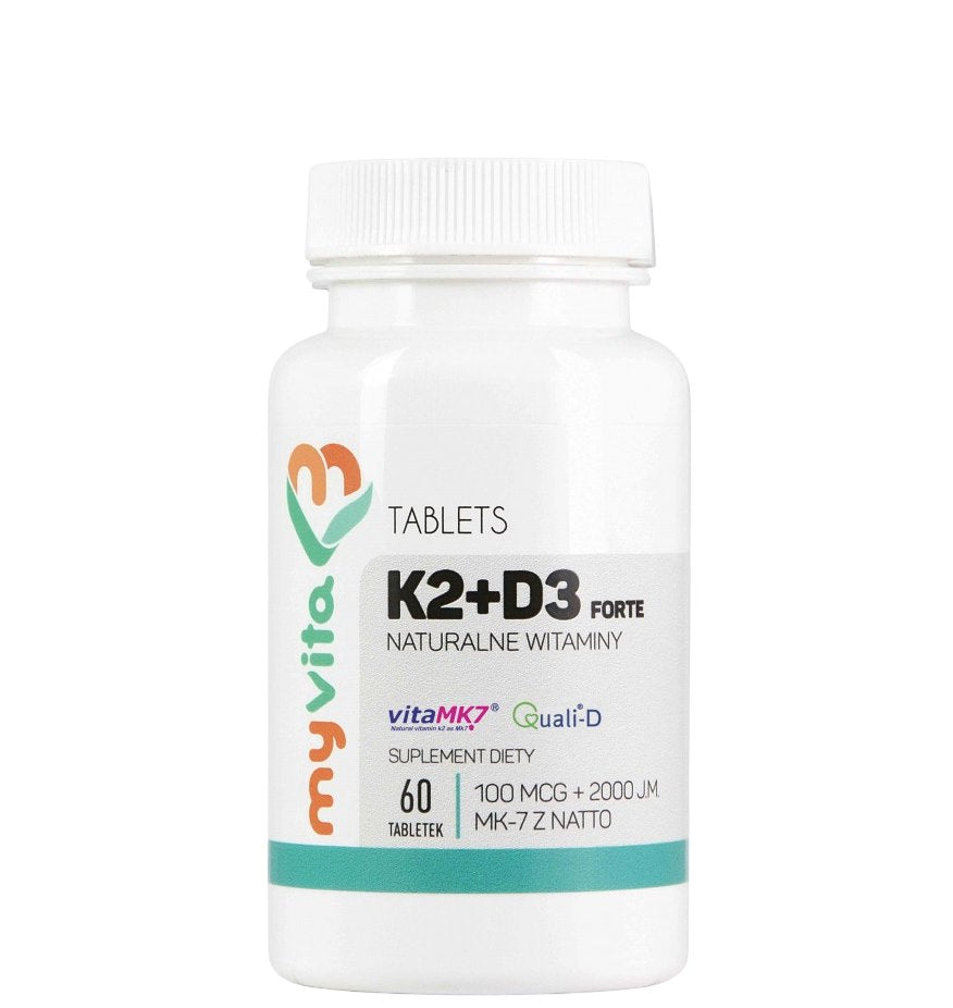 Myvita Vitamin K2+D3 Forte baksida näringsinformation