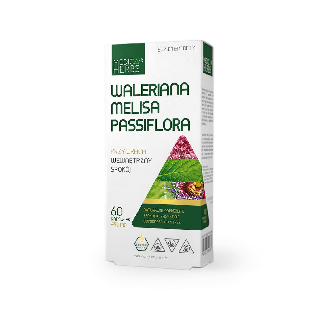 Medica Herbs - Valerian Melissa Passionflower ingredienser etikett