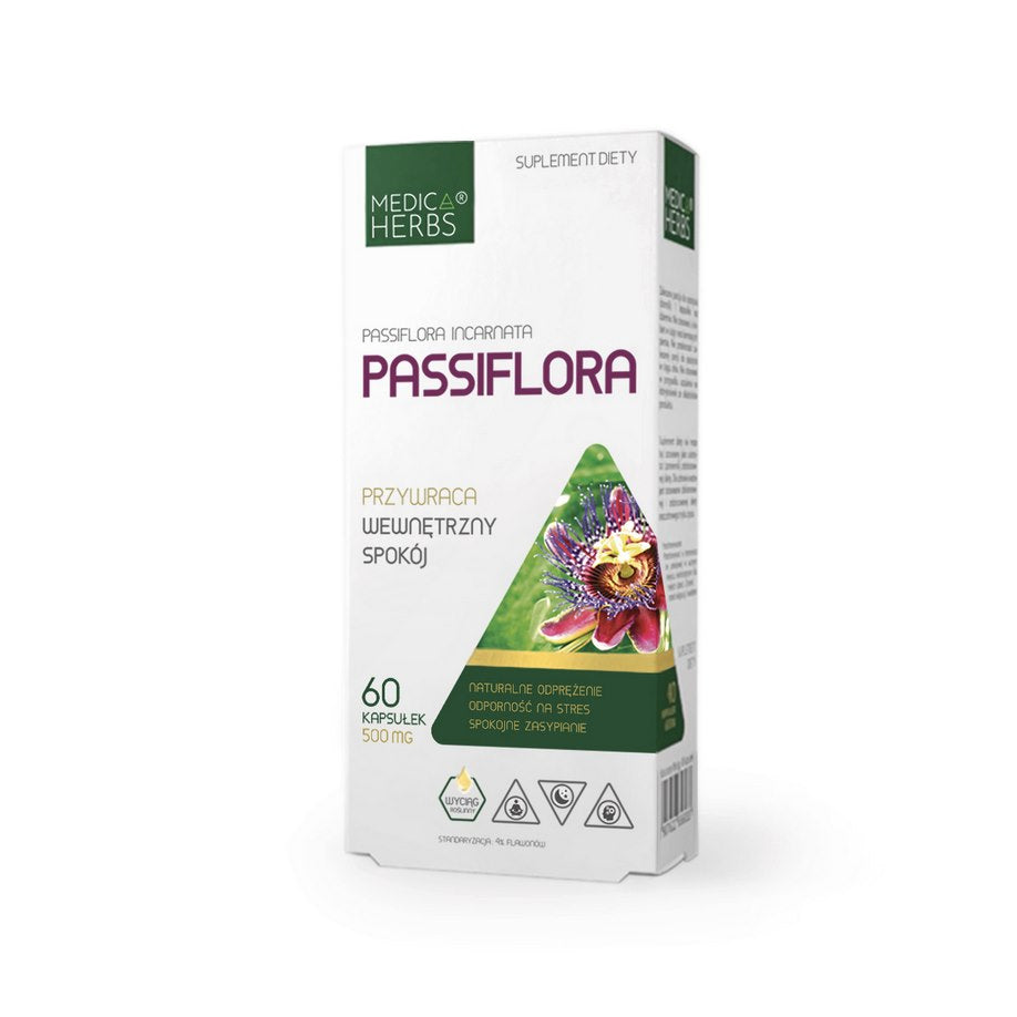 Medica Herbs Passionflower 500mg kapselflaska framsida