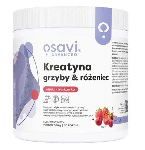 Osavi - Kreatin med Svampe & Rhodiola (Kirsebær og Jordbær - 300g)