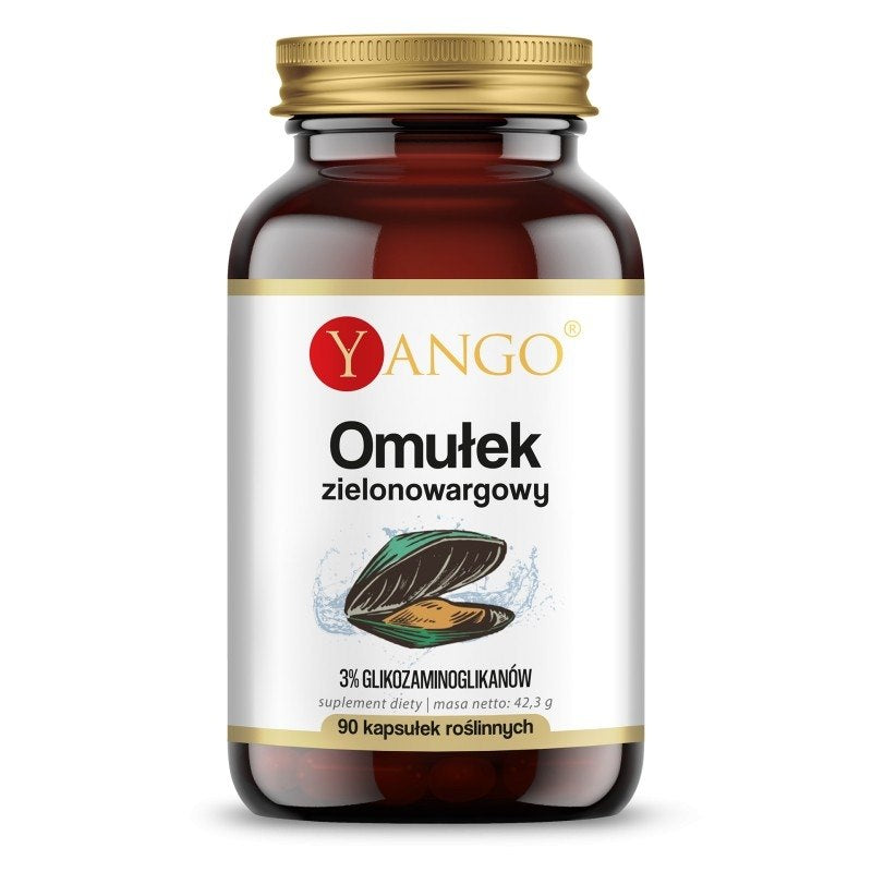 Yango Green Mussel Extract – 30 kapslar baksida med näringsinformation