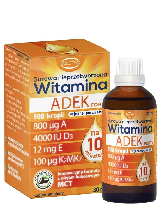 Asepta Raw Unprocessed Vitamin ADEK Forte baksida näringsfakta