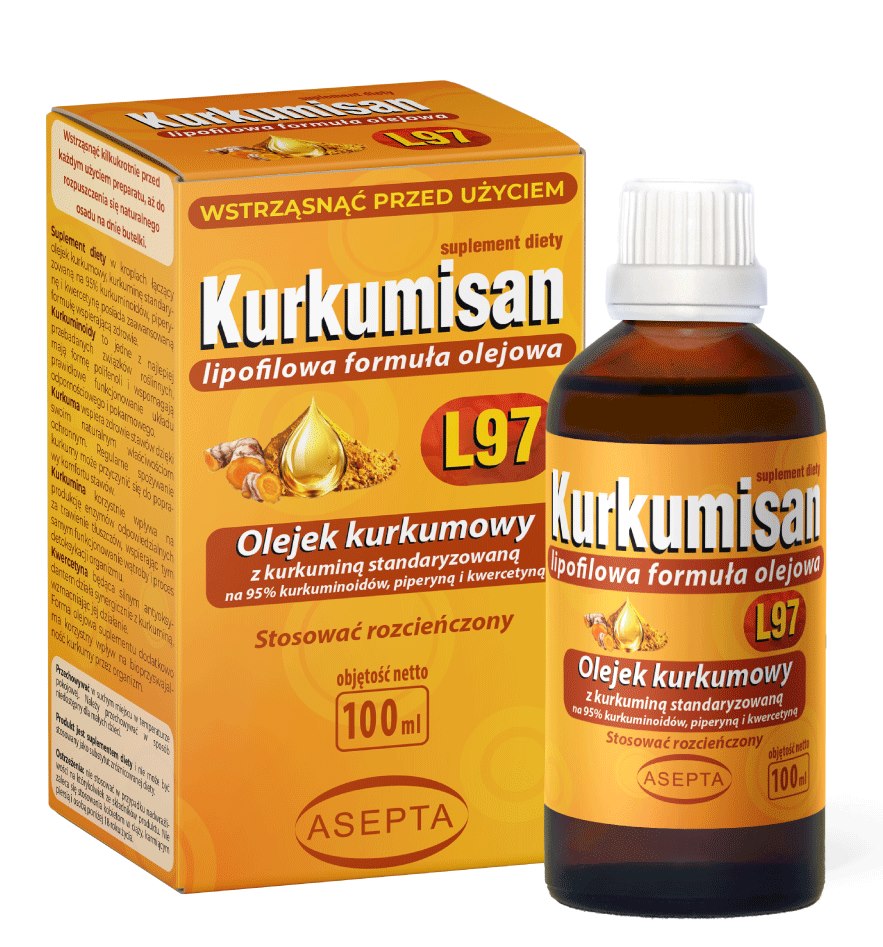 Asepta Turmeric Oil baksida med näringsinformation
