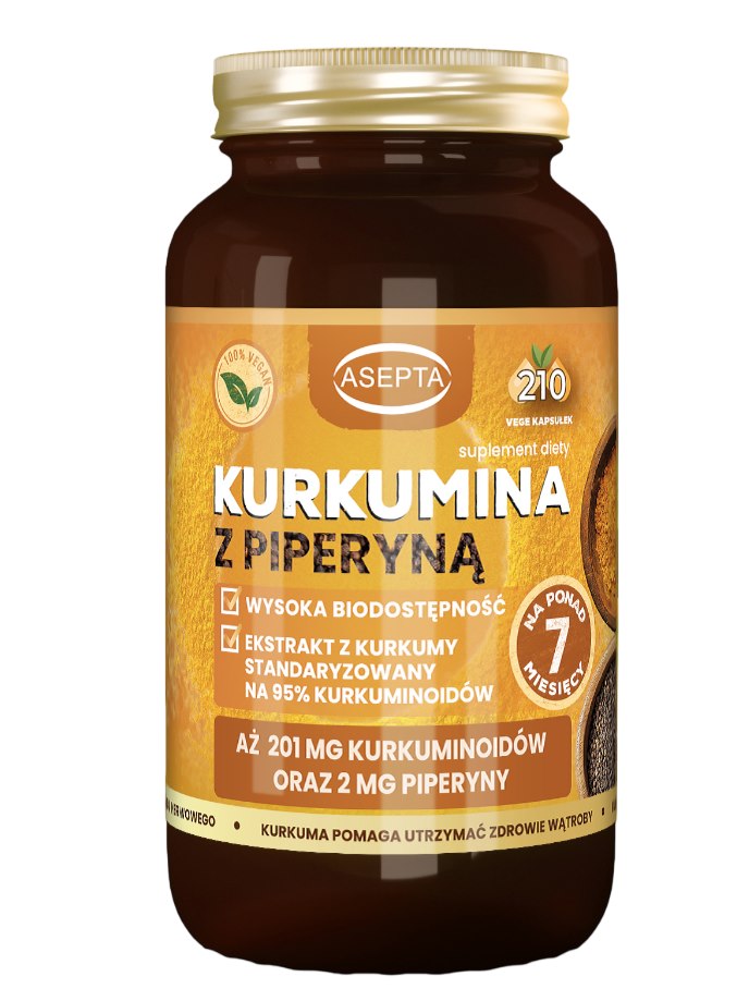 Asepta Curcumin With Piperine 210 vegekapslar framsida