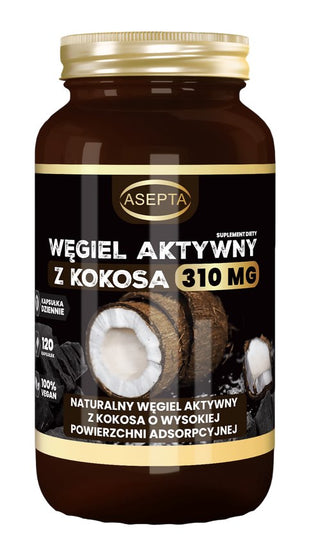 Asepta - Activated Charcoal From Coconut - 120 Caps