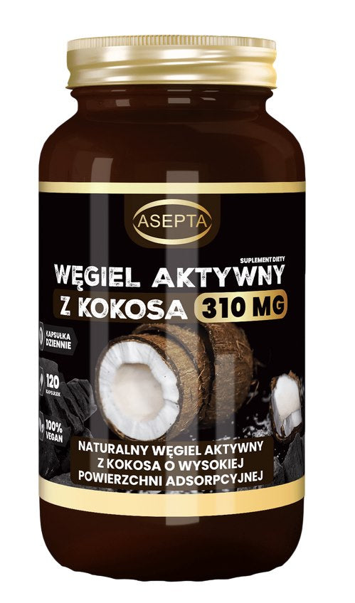 Asepta - Activated Charcoal From Coconut - 120 Caps