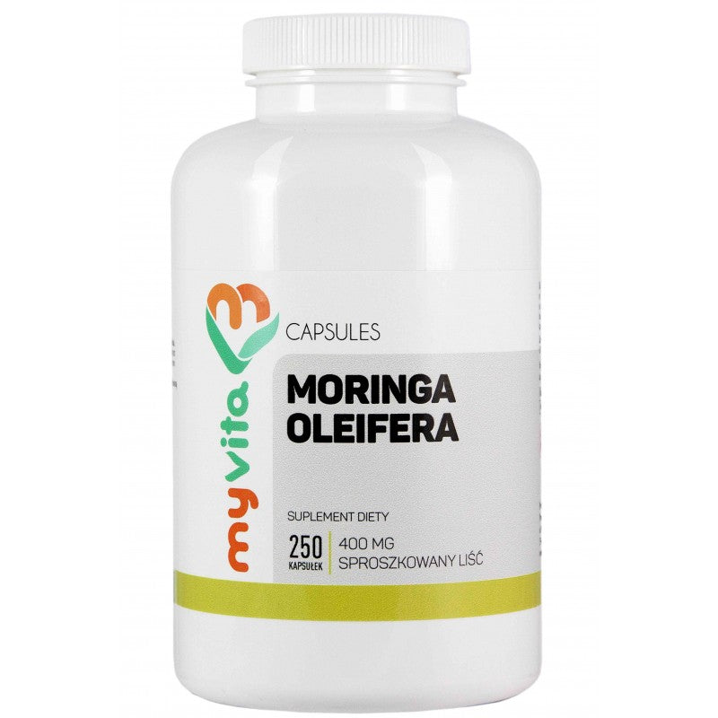 Myvita Moringa Oleifera 350mg baksida med näringsinformation