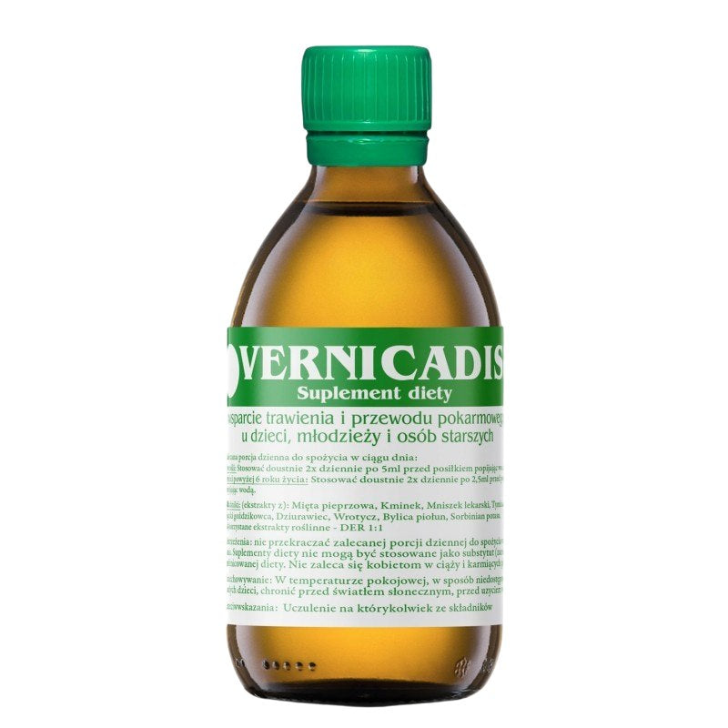 Vernicadis - Digestive Support Supplement baksida med näringsinformation