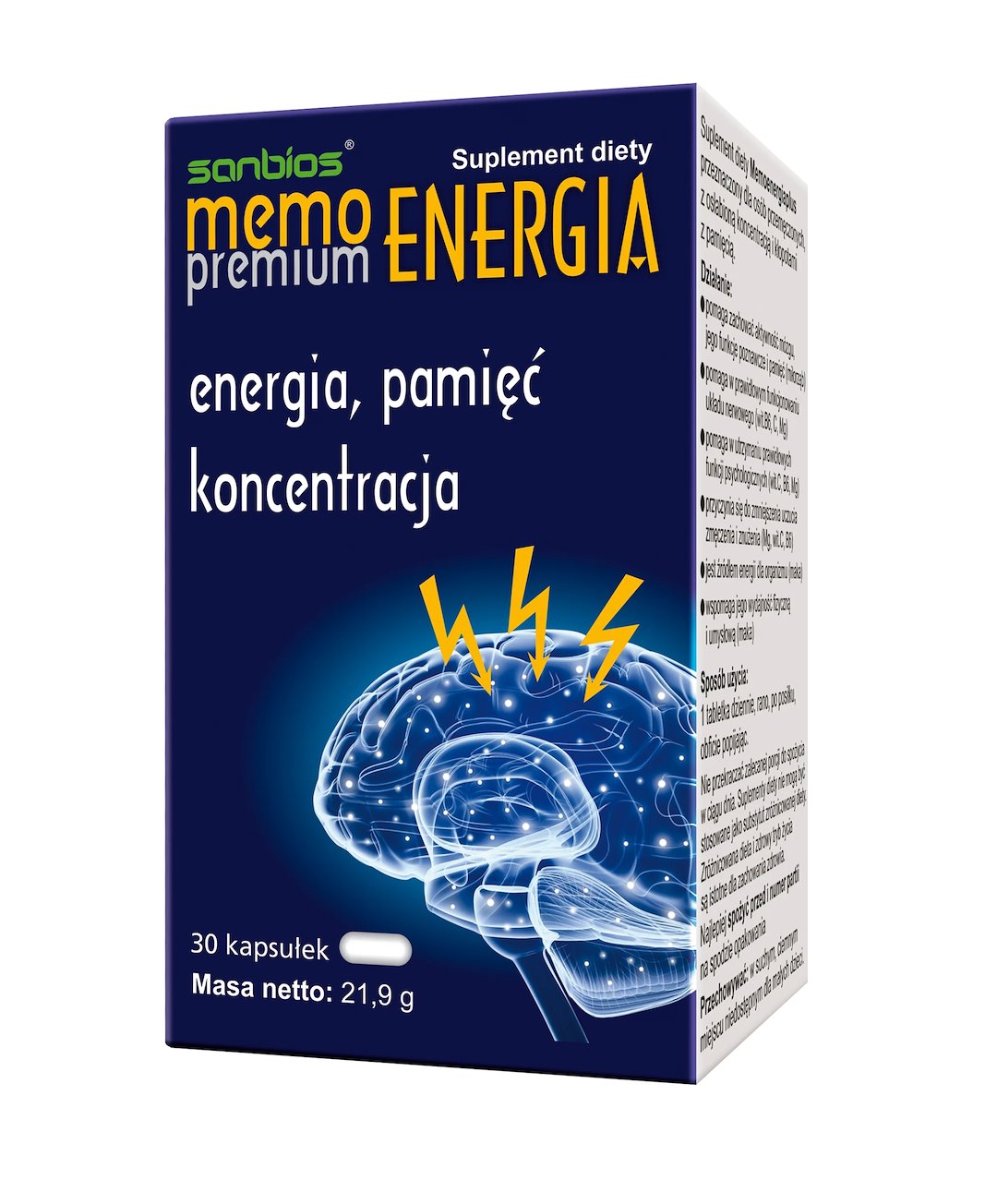 Sanbios Memo Premium Energia baksida näringsfakta