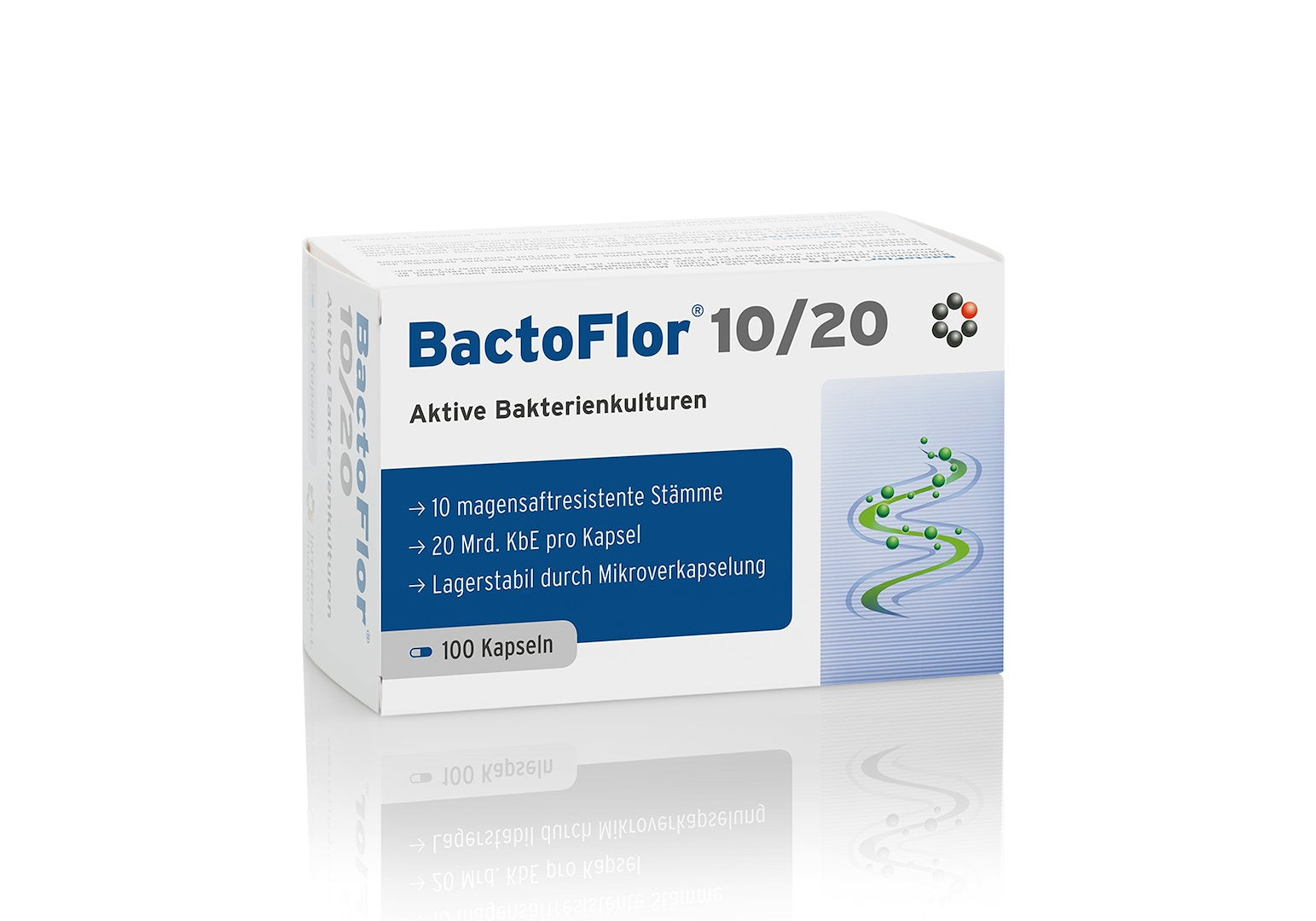 Bactoflor 10/20 baksida med näringsinformation och ingredienser