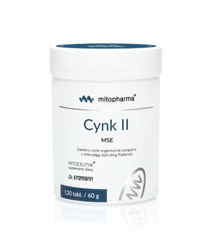 Cynk II MSE Spirulina Zinkillskott baksida näringsfakta