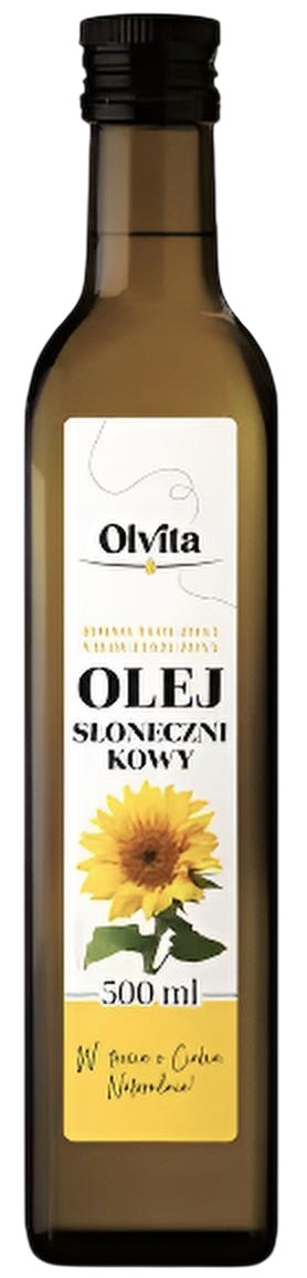 Olvita kallpressad solrosolja 500ml framsida