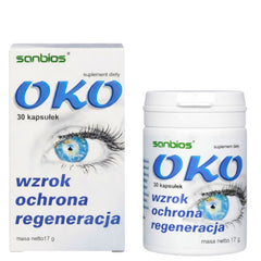 Sanbios Oko 30 Caps baksida med näringsinformation