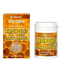 Sanbios - Propolis Plus Sinkki & Acerola - 60 Tablettia