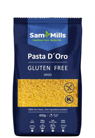 SamMills Gluten-Free Orzo Pasta 400g framsida