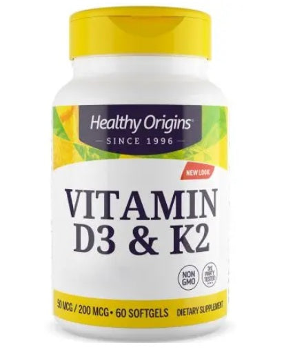 Healthy Origins - Vitamin D3 & K2 - 60 Caps