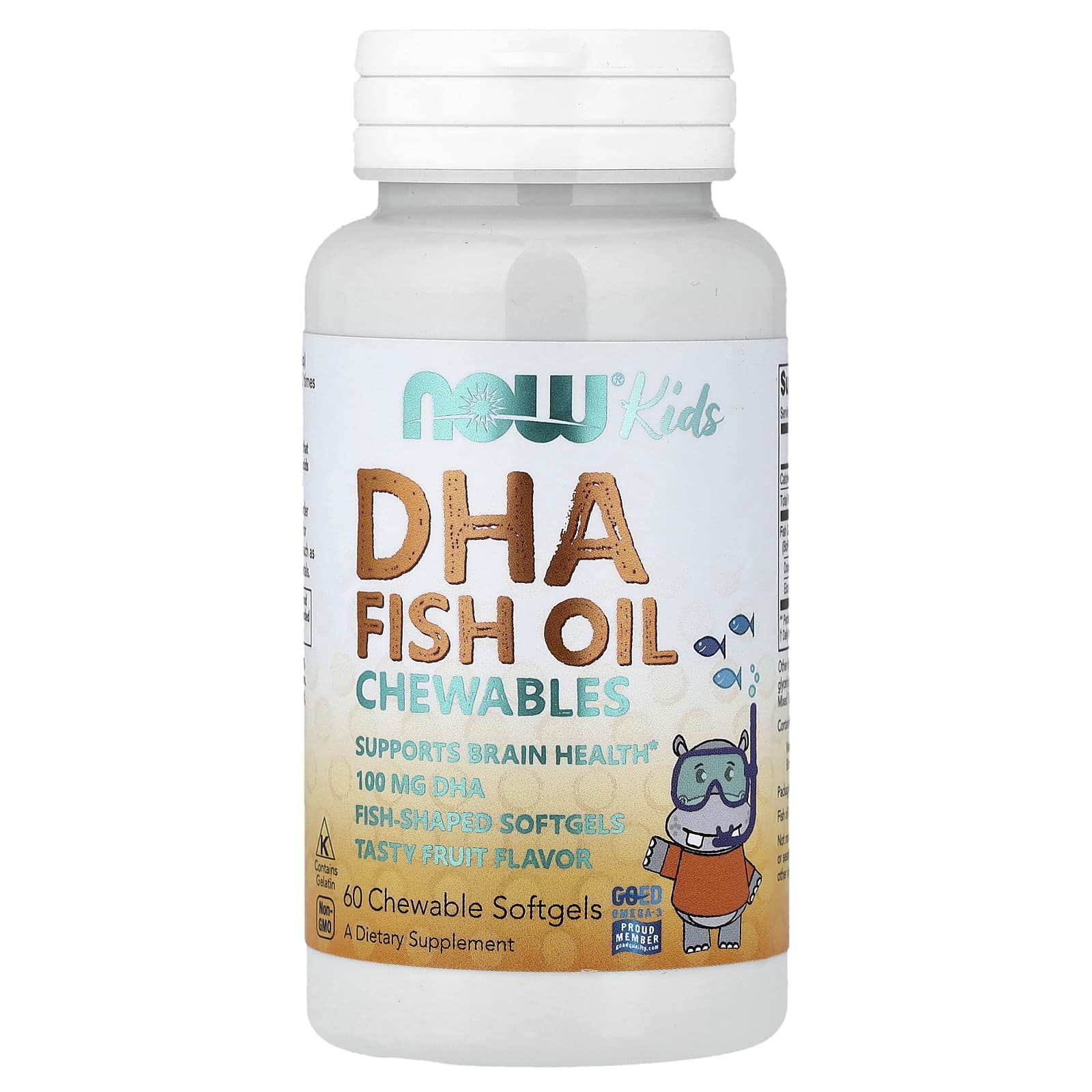 NOW Foods - DHA Børn Fiskerolie Gummier 100mg - 60 Bløde Kapsler