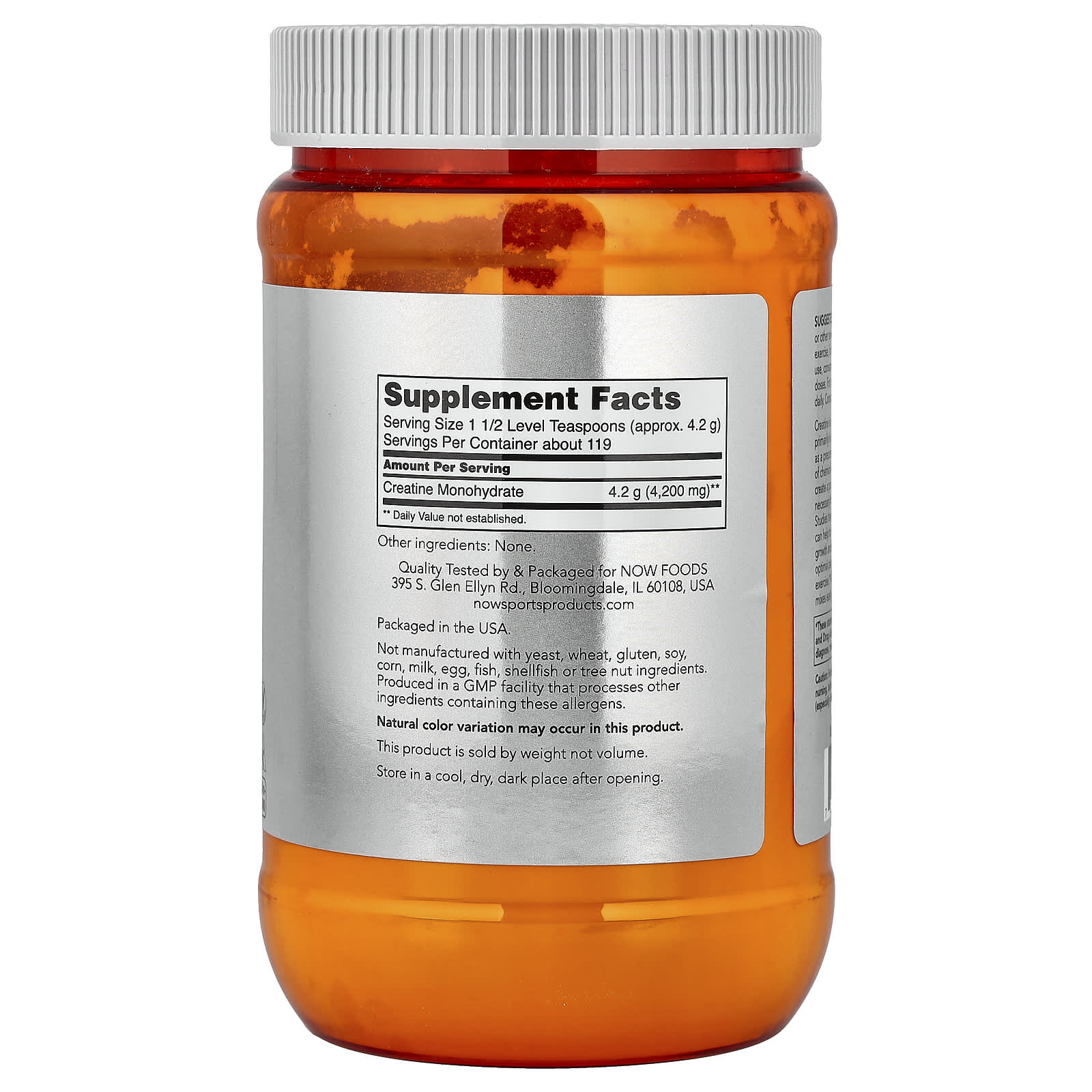 NOW Foods - Mikronisoitu Kreatiinimonohydraatti - 1000g