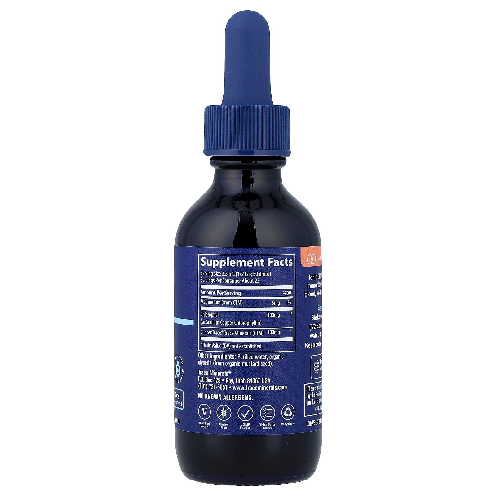 Liquid Ionic Chlorophyll ingredienser och produktinformation